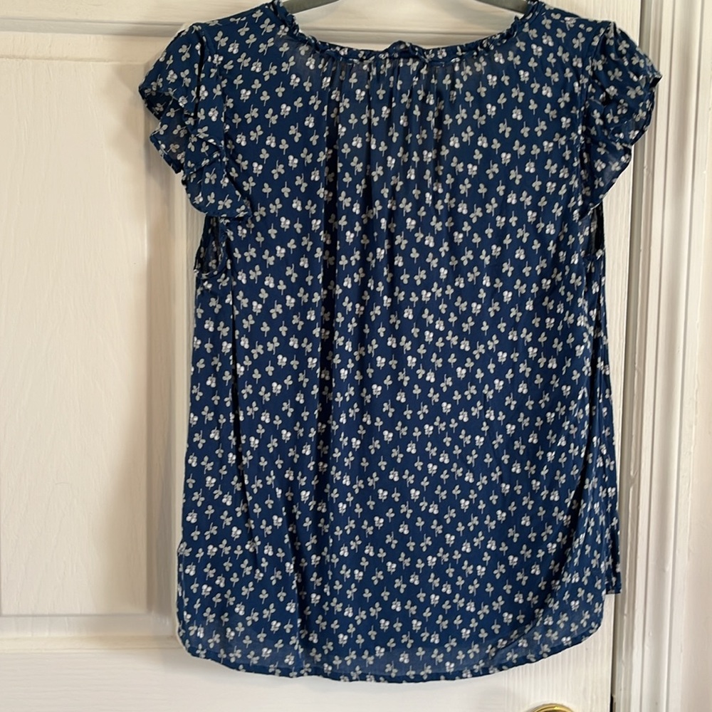 Blue Floral Ruffle Blouse - Picture 4 of 4